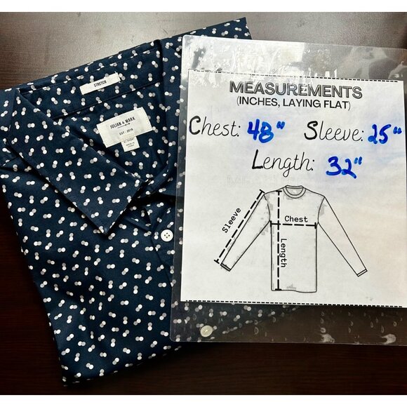 Julian & Mark Men's Minimalist Smart Casual Navy Blue Shirt White Dot Pattern XL - Picture 5 of 7